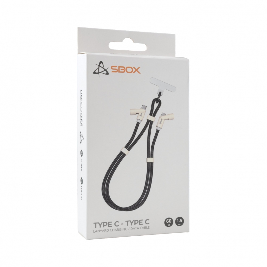 Sbox KANDKÄEP K musta Type-C -Type-C 1.5m musta – 3