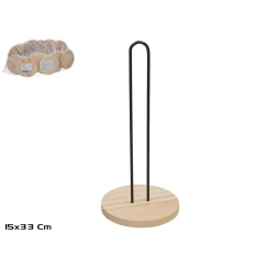 Metallist ja puidust paberihoidja, must, 33 x 15 x 15 cm, KITCHE