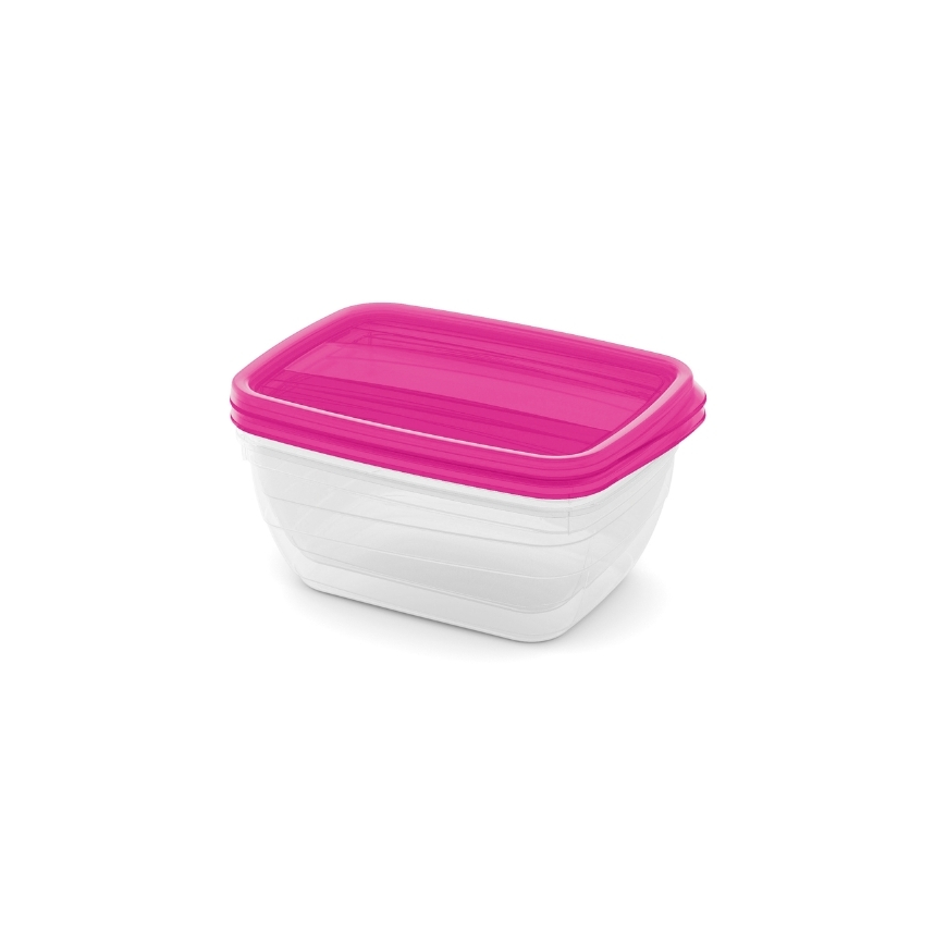 Rectangular food container set 2x1.3L Vedo transparent pink