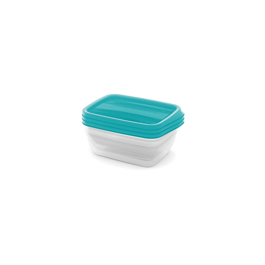 Food container set rectangular 3x1L Vedo transparent turquoise