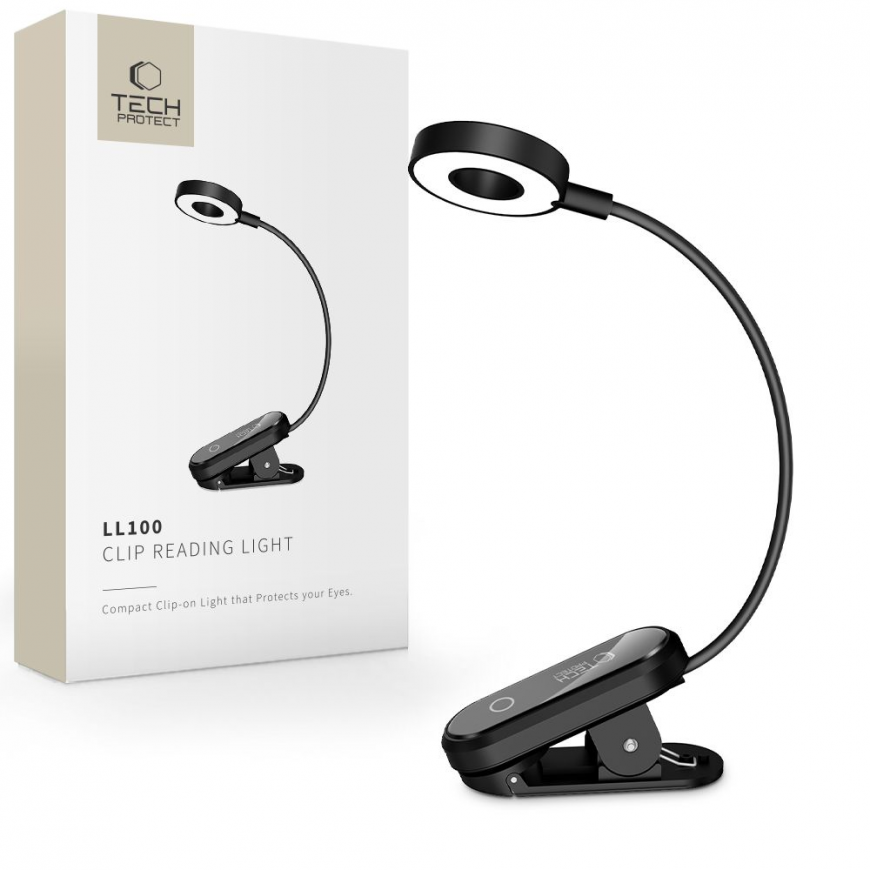 Tech-Protect LL100 Wireless Lamp with Clip + USB-A | USB-C Cable