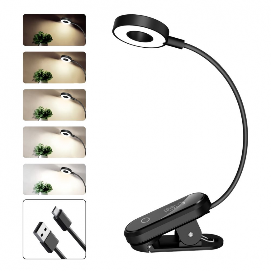 Tech-Protect LL100 Wireless Lamp with Clip + USB-A | USB-C Cable – 5