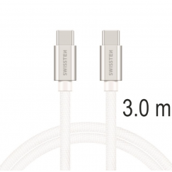 Swissten Textile Универсальный Quick Charge 3.1 USB-C / USB-C Кабель данных и зарядки 3м серебристый