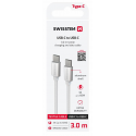 Swissten Textile Universal Quick Charge 3.1 USB-C / USB-C Data and Charging Cable 3m silver Swissten Textile Universal Quick Charge 3.1 USB-C / USB-C Data and Charging Cable 3m silver