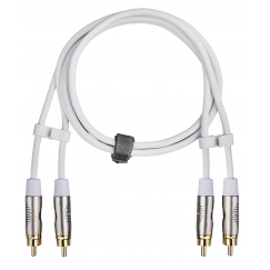 Fuj:tech 2 x RCA uros – 2 x RCA uros, 2 m, valkoinen
