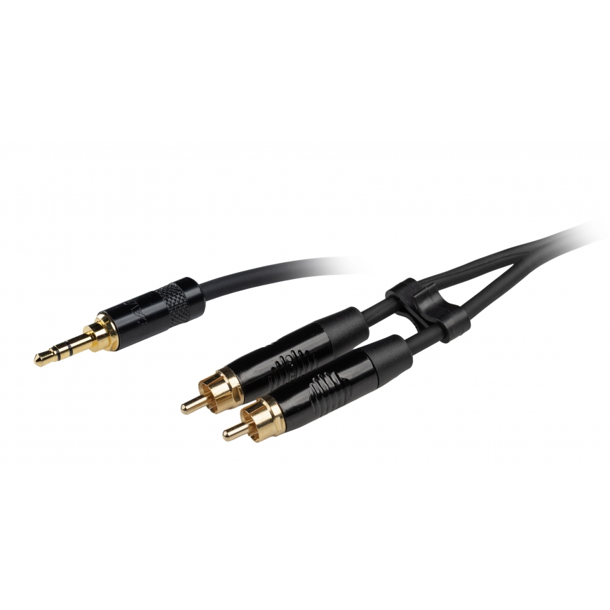 Fuj:tech 3,5 mm TRS uros – 2 x RCA uros adapterikaapeli, 2 m, musta – 2
