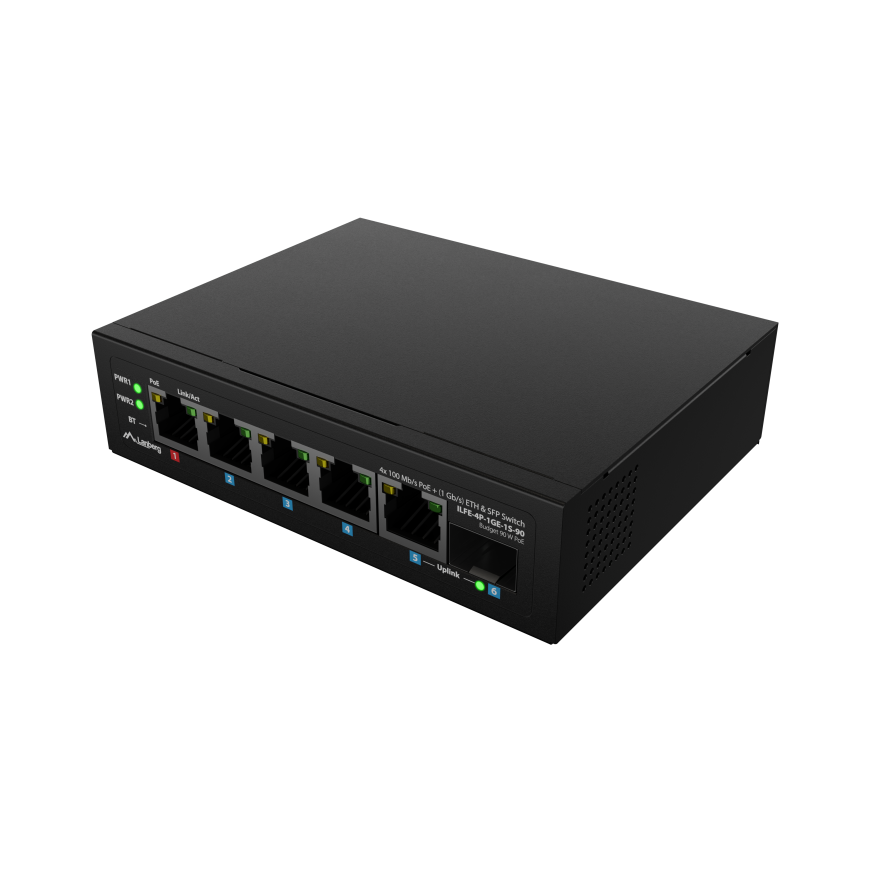Lanberg Switch PoE 1xBT 3xAT SFP/ETH