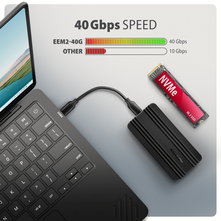 AXAGON EEM2-40G USB-C 40Gbps external enclosure for M.2 NVMe – 5