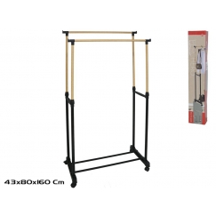 Dubultais drēbju statīvs 80x43x93–160 cm