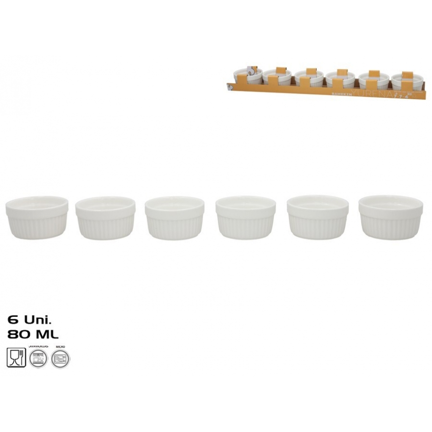 Cepšanas formas x6 80 ml 7x7x4 cm baltas, KITCHEN&GO
