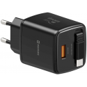 Swissten SlideCHARGE Tīkla Lādētājs GaN 30W USB-A 18W Ar ievelkamu USB-C vadu 0.75m melns Swissten SlideCHARGE Tīkla Lādētājs GaN 30W USB-A 18W Ar ievelkamu USB-C vadu 0.75m melns