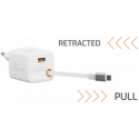 Swissten SlideCHARGE GaN Зарядное устройство 30W USB-A 18W С выдвижным USB-C проводом 0.75m Белый Swissten SlideCHARGE GaN Зарядное устройство 30W USB-A 18W С выдвижным USB-C проводом 0.75m Белый