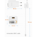Swissten SlideCHARGE GaN Зарядное устройство 30W USB-A 18W С выдвижным USB-C проводом 0.75m Белый Swissten SlideCHARGE GaN Зарядное устройство 30W USB-A 18W С выдвижным USB-C проводом 0.75m Белый