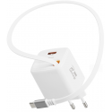 Swissten SlideCHARGE Tīkla Lādētājs GaN 30W USB-A 18W Ar ievelkamu USB-C vadu 0.75m balts Swissten SlideCHARGE Tīkla Lādētājs GaN 30W USB-A 18W Ar ievelkamu USB-C vadu 0.75m balts