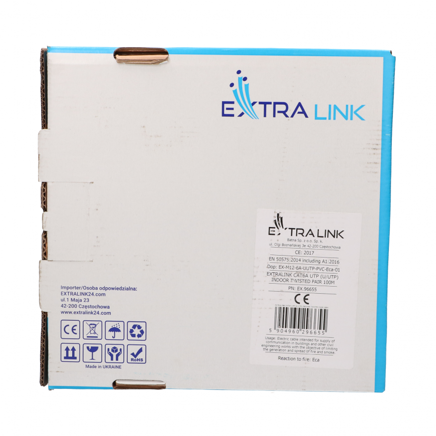 EXTRALINK CAT6A UTP (U/UTP) INDOOR TWISTED PAIR 100M