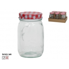 Klaaspurk ruudulise kaanega 500 ml punane, 7,5x7,5x13 cm, KITCHE