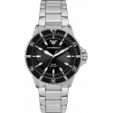 Emporio Armani Solar Diver Style Watch AR11787 Silver Black 42mm Emporio Armani Solar Diver Style Watch AR11787 Silver Black 42mm