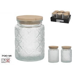 Lasipurkki bambukannella, 700 ml, 9,50 x 9,50 x 14,00, KITCHEN&
