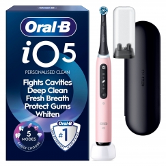 Oral-B iO5 elektriskā zobu birste, rozā + ceļojumu futrālis