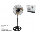 Black stand fan, 60W, 3 speeds, 45cm diam SUMMER ENJOY