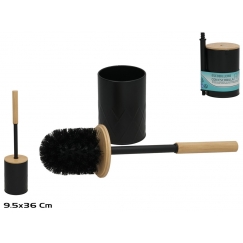 Toilet Brush Holder With Brush, Black, 9.50 x 9.50 x 39.50, BATH