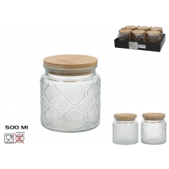 Stikla burka ar bambusa vāku, 500 ml, 10.00 x 10.00 x 11.00, KIT
