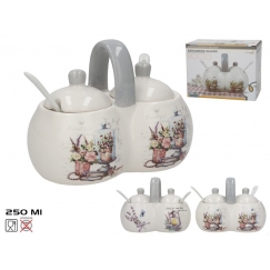 Cukura trauks / sāls trauks ar karoti, 250 ml, 2 dizaini, 9.00 x