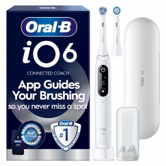 Oral-B iO6 sähköhammasharja, valkoinen + matkakotelo