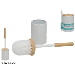 Toilet Brush Holder With Brush, White, 9.50 x 9.50 x 39.50, BATH