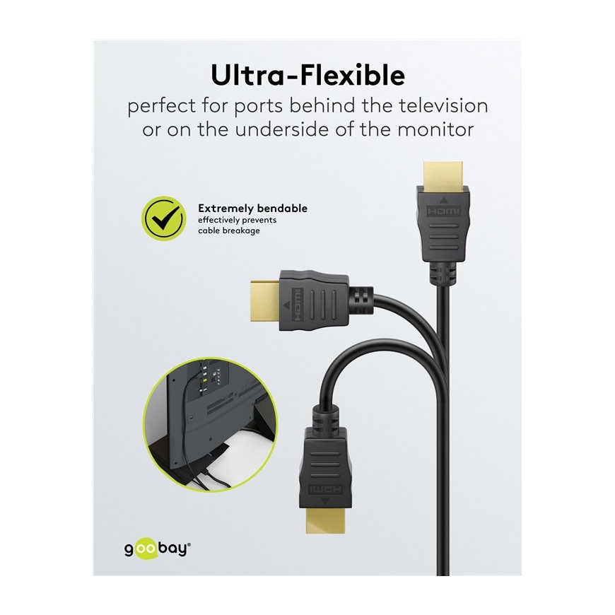 Goobay 80101 HDMI High-Speed Cable with Ethernet | Soft | 1 – 3