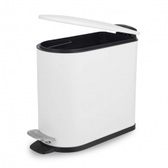 Beldray LA036690WHTPEU7 Slimline D-Shaped Pedal Bin 5-Litre, White