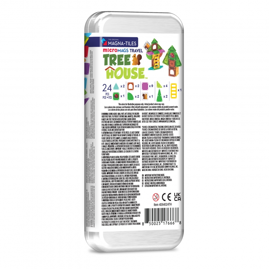 MAGNA-TILES MICROMAGS Kelioninis konstruktorius „Treehouse“, 24 det. – 2