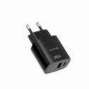 Swissten Travel Tīkla Lādētājs Edge GaN USB-A 18W / USB-C 25W melns Swissten Travel Tīkla Lādētājs Edge GaN USB-A 18W / USB-C 25W melns