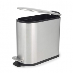 Beldray LA036683SSPEU7 Slimline D-Shaped Pedal Bin 5-Litre, Silver