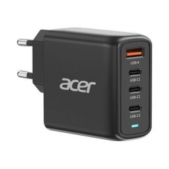 67W PD GaN Charger, 2 x USB C and 1 x USB A, EU Plug, 100W USB C cable, Black (Retail Pack)