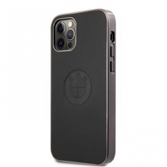 Apple iPhone 12/12 Pro 6.1' Signature Leather Embossed Logo Hard Case Black