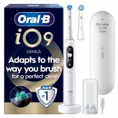 Oral-B iO9 sähköhammasharja, valkoinen + lataava matkakotelo