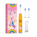 Kids Rechargeable Sonic Electric Toothbrush, USB Charging, 3 Brush Heads (1+2 Replacement Heads), Soft Bristles, Waterproof, Cut Kids Rechargeable Sonic Electric Toothbrush, USB Charging, 3 Brush Heads (1+2 Replacement Heads), Soft Bristles, Waterproof, Cut