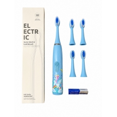 Kids Sonic Electric Toothbrush, Waterproof, 5 Brush Heads (1+4 Replacement Heads), Battery Powered, Soft Bristles, Unicorn Desig