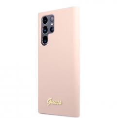 Samsung Samsung S22 Ultra Silicone Metal Logo Case Pink