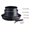 Сет из пяти антипригарных кастрюль и сковородок Tefal Ingenio So Light, серый Сет из пяти антипригарных кастрюль и сковородок Tefal Ingenio So Light, серый