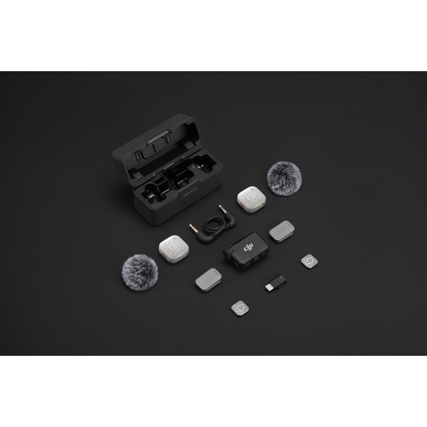 DJI Mic Mini 2S bezvadu mikrofons, 2 raidītāji, uztvērējs, lādēšanas kārba – 3