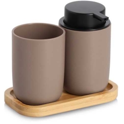Zeller Bathroom Accessories Set, Toothbrush Holder and Soap Dispenser
