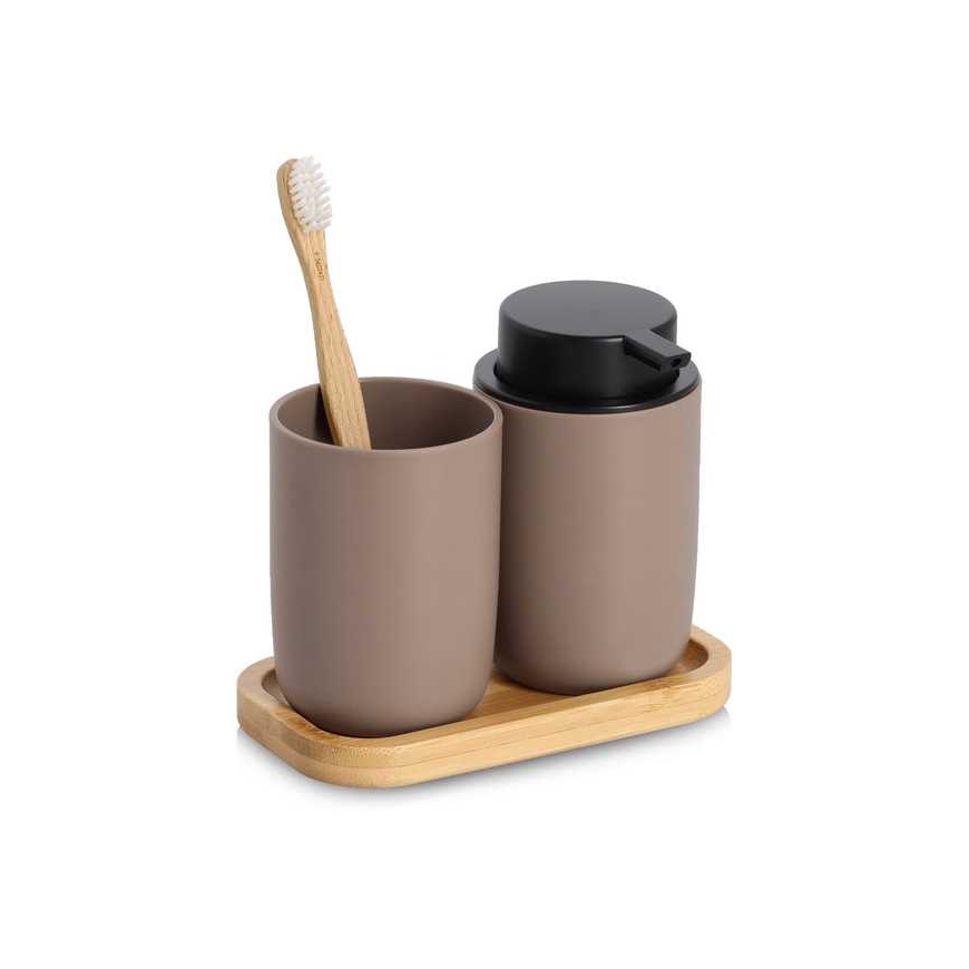 Zeller Bathroom Accessories Set, Toothbrush Holder and Soap Dispenser – 2