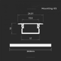 V-tac LED recessed profile with cover, silver, 2000x24x10mm V-tac LED recessed profile with cover, silver, 2000x24x10mm