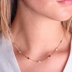 Alisia Derantis gold-plated necklace with real pearls and agate AL5253.01.000