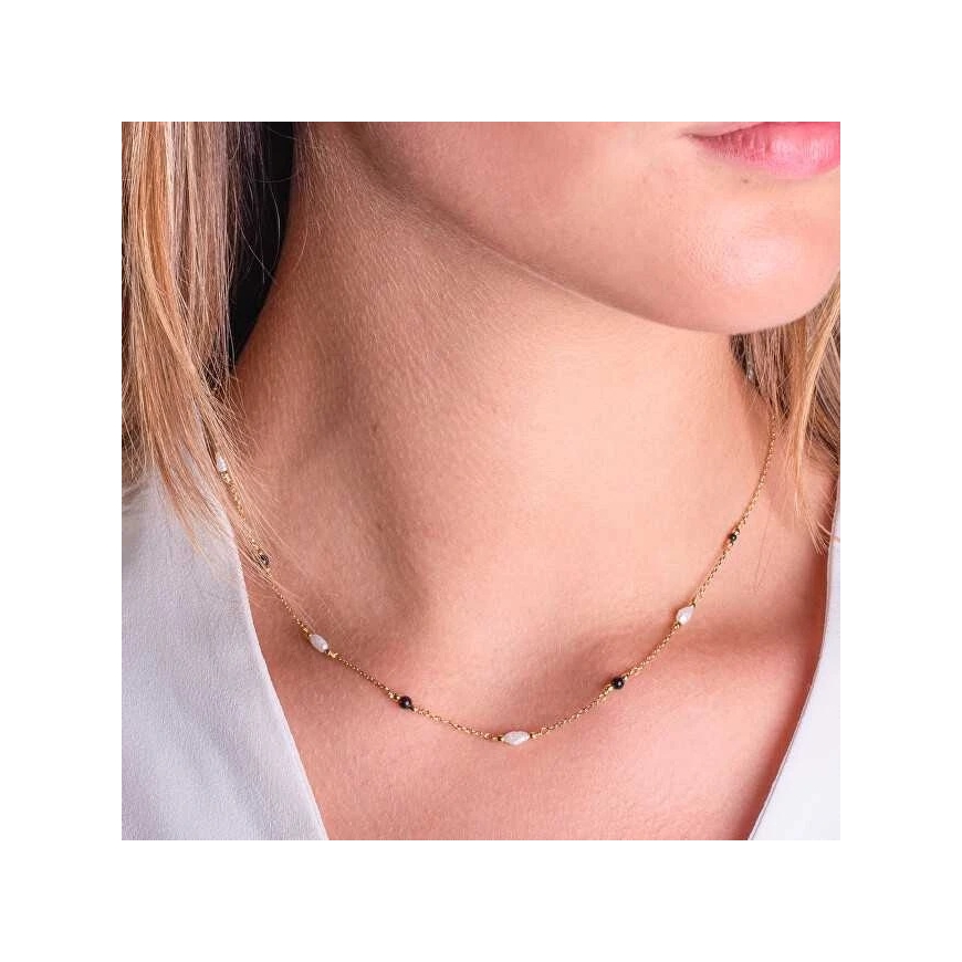 Alisia Derantis paauksuotas vėrinys su tikrais perlais ir agatu AL5253.01.000