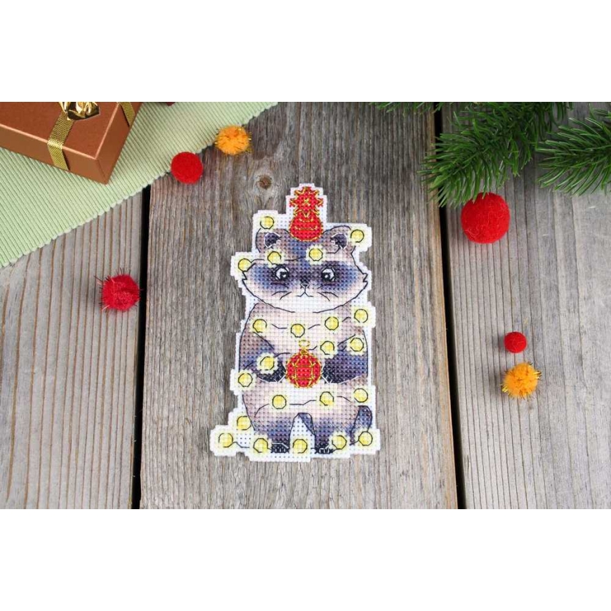 Beldizart Ristikkoompelusarja "Uuden vuoden pesukarhu" 12x7 cm SR-1175 – 4