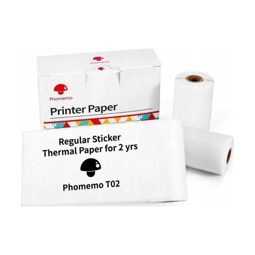 „Phomemo Baltas“ lipnus popierius, užpildomas 3x ritinėliais, skirtas Phomemo T02 / M02 PRO / M02X / Q12-RMS2