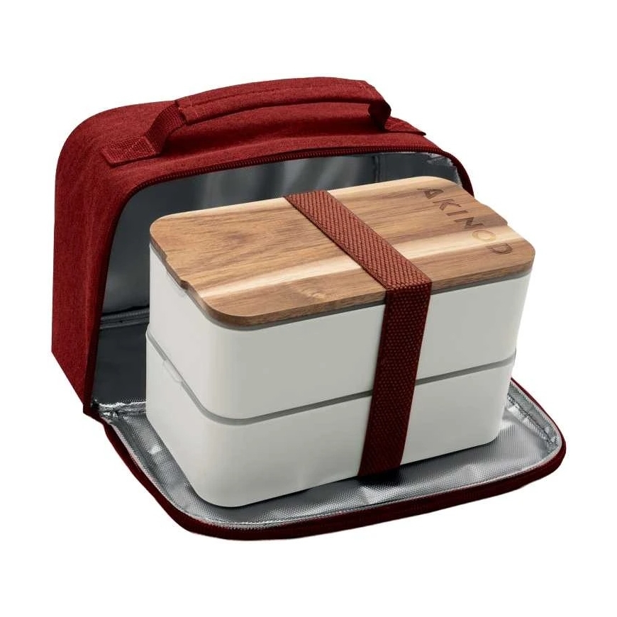 South Box with Thermal Bag Akinod Bento+Lunch bag 11:58 Blanc/Terracotta, AKI000056
